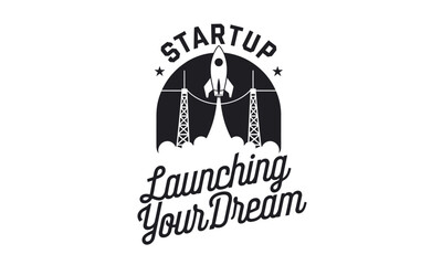 Launching vector silhouettes and business clip art logo icons set