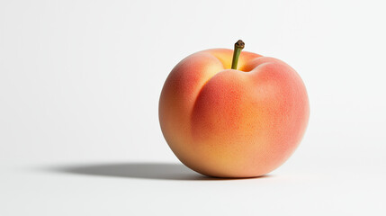 Ripe peach with smooth skin and vibrant colors on white background