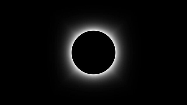 Eclipse Lunar Animation I'm Black Background. Animated Solar Eclipse Phenomenal Event of Moon, Sun and Earth Planet