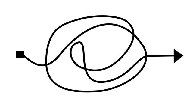 Business process complexity Concept with Messy and Complicated Path way . From difficult to easy. Life Challenge, Complexity and simplicity, Problem Solving. Chaos Line Animation