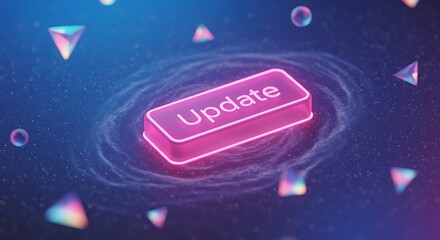 Glowing Update Button Futuristic Technology Background