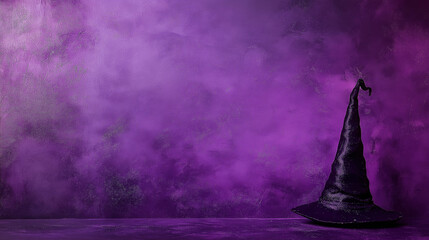 Purple Smoky Background with Witch Hat Decoration