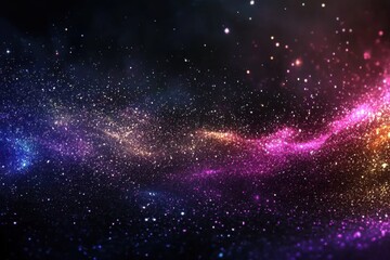 Naklejka premium A vibrant cosmic scene filled with colorful stars and swirling gas, depicting the beauty of the universe.