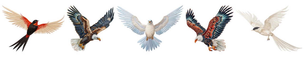 Obraz premium Animal embroidery png cut out element set, transparent background