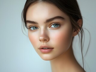Fototapeta premium Woman with Clean Skin and Natural Look