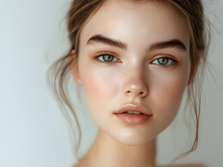 Naklejka premium Woman with Clean Skin and Natural Look