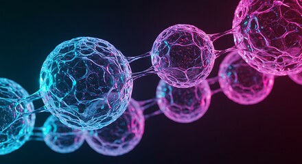 Microscopic Cell Network Abstract Science Background Pink Blue Glow