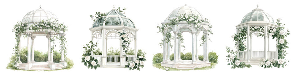 Naklejka premium Watercolor elegant altar png cut out element set, transparent background