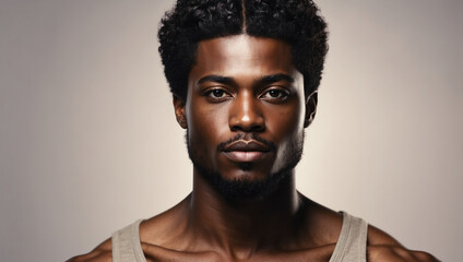 Fototapeta premium A Beauty Portrait of an African American Man Capturing Strength and Character