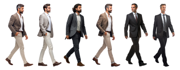 Business man full body png cut out element set, transparent background