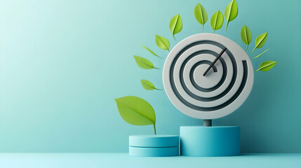 Obraz premium Clock with leaves symbolizing time and nature's growth.