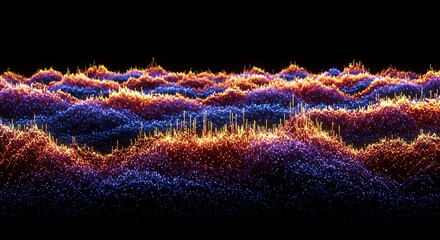 Abstract Data Landscape Digital Terrain Glowing Energy Network Technology