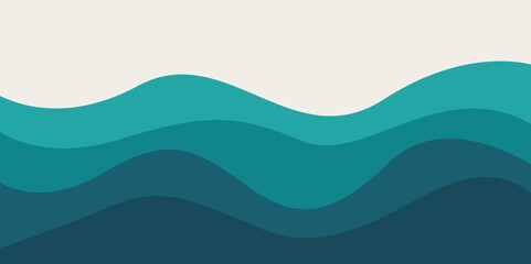 Sea waves layered vector background illustration and sea beach vector illustration.