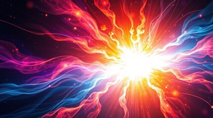 Obraz premium Vibrant Supernova Explosion with Cosmic Waves