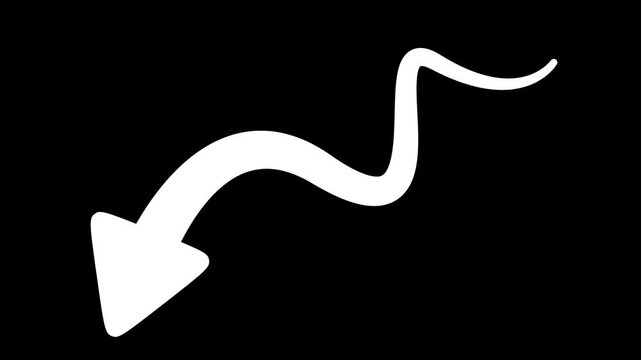 Set of Curve Arrows Set Animation isolated on black background. Animate Curve path arrow with simple design. Alpha 