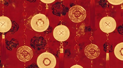 Radiant Chinese New Year Celebration: Vibrant Lanterns, Auspicious Symbols