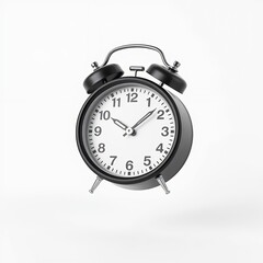 Vintage Black Alarm Clock on White Background