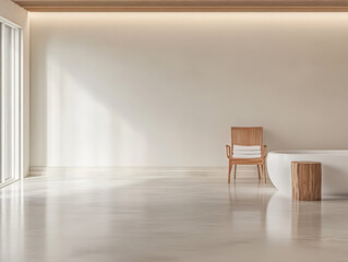 Fototapeta premium Modern minimalist interior featuring sleek furniture in a bright spacious room