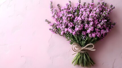 A Lavender Bouquet on a Pink Background