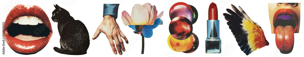 Canvas Prints png eclectic collage art expression, element set on transparent background