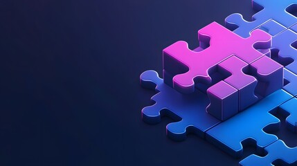 Glowing 3D Puzzle Concept Showcasing Augmented Reality Business Solutions