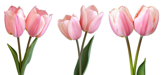 PNG Elegant pink tulips in bloom, element set on transparent background