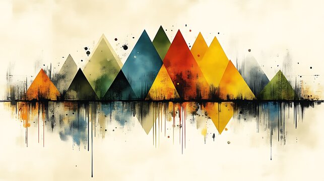 Abstract Colorful Triangles Reflected in Water - Powered by Adobe