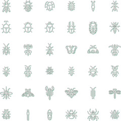 カラーシャドウミニ昆虫のイラストアイコンセット