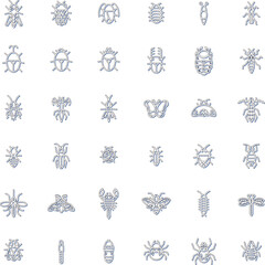 カラーシャドウミニ昆虫のイラストアイコンセット