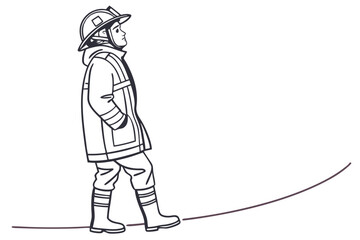 Professional Firefighter Line Art Vector for Branding and Design