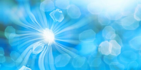 Abstract Blue Background with Glowing Center and Bokeh Effects
