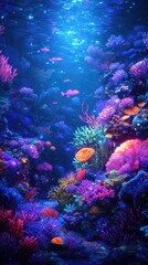 Vibrant Underwater Coral Reef Scene With Colorful Fish