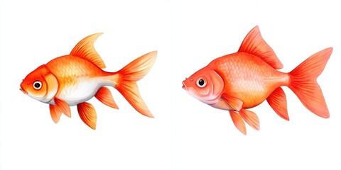 Fototapeta premium Chinese new year heritage concept. Two colorful goldfish swimming side by side in a bright environment.