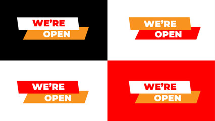 We're Open celebrated in  29 December. Holiday concept. suitable for placard, background, Greeting Card, Poster and wallpaper design template with text inscription, standard Social Media Post.