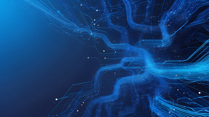 Abstract Blue Background with Low Poly Waves and Connecting Dots. Deep Blue Gradient Background. abstract blue technology banner design.