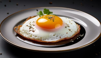 ソースをかけたトロトロ半熟目玉焼き５