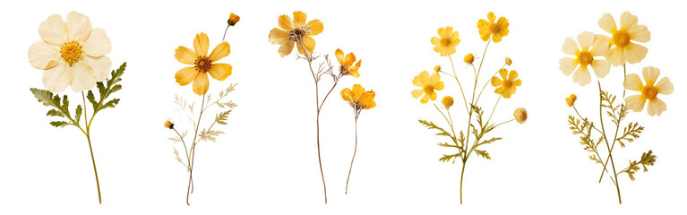 Aesthetic dry flower png cut out element set, transparent background