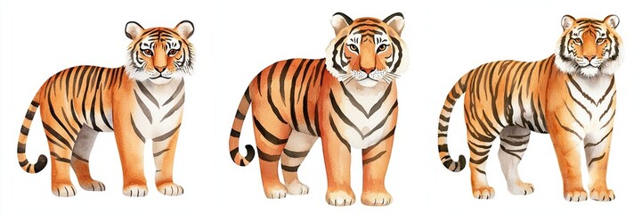 Obraz premium Chinese new year zodiac concept. Toy tiger figurines in various poses and angles.