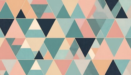 A layered pattern of abstract triangles in various sizes and pastel hues creating a geometric design
