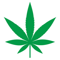 Green Cannabis Leaf Vector Isolated on White Background