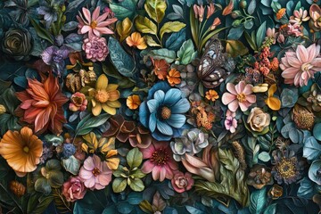 A Darkly Romantic Arrangement Of Exquisite Flowers And A Butterfly