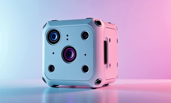 A modern, compact camera with multiple lenses, designed for photography and videography.