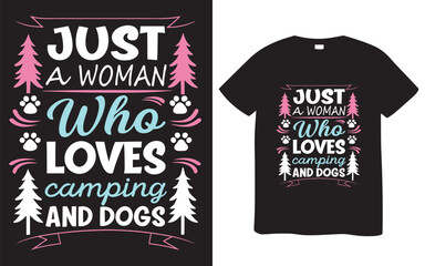 Camping Lover Woman Tee Design with Dogs