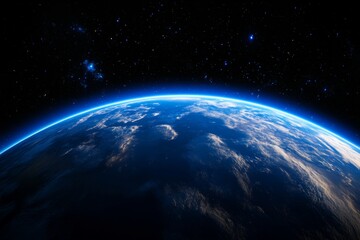 Stunning Aerial View of Earth from Space with Starry Background