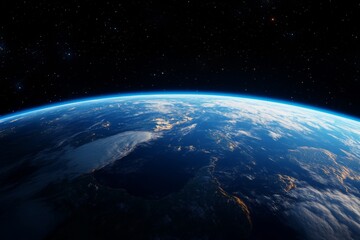 Obraz premium Stunning View of Earth from Space with Starry Background for Astronomy Art