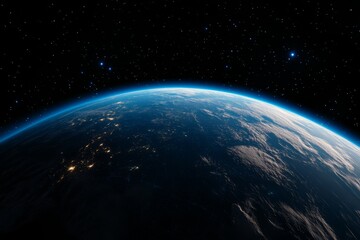 Stunning View of Earth from Space with Starry Sky for Astronomical and Educational Art Prints