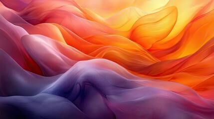 Obraz premium A vibrant abstract landscape with flowing waves of color in warm tones.
