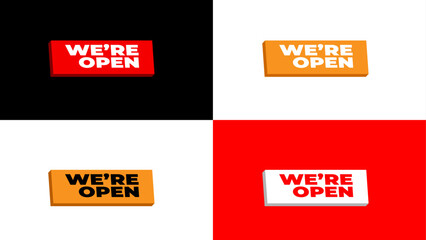 We're Open celebrated in  29 December. Holiday concept. suitable for placard, background, Greeting Card, Poster and wallpaper design template with text inscription, standard Social Media Post