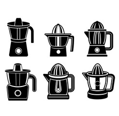 A collection of six  Electric juicer silhouette vector illustration.