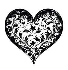 heart with a heart valentine Day vector ,floral, flower, vector, pattern, heart, design, ornament, leaf, decoration, illustration, swirl, element, art, vintage, scroll, love, plant, black, tattoo, orn